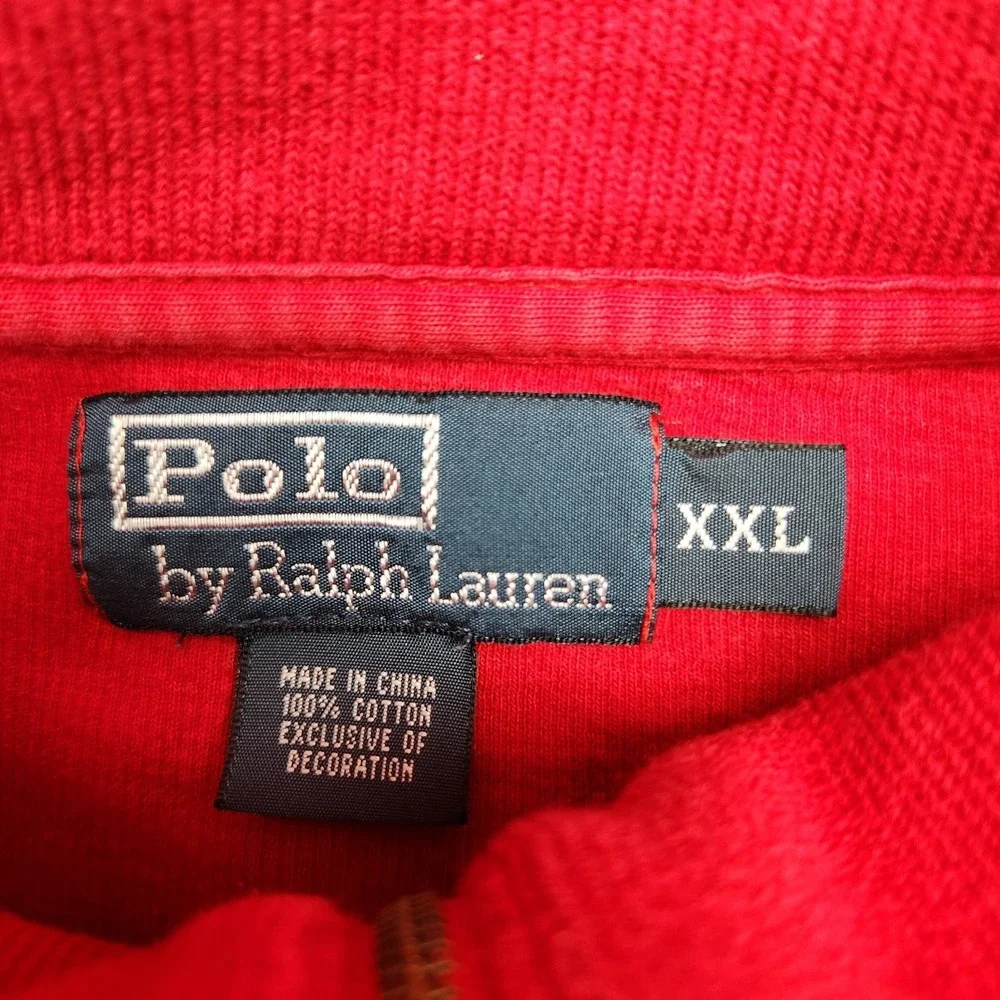 Polo Ralph Lauren 1/4 Zip Pullover Sweater Mens Size 2XL Red Vintage Pony